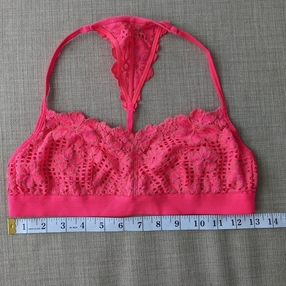 Aerie bright pink lace racerback lace bralette Small B074 - Picture 2 of 6